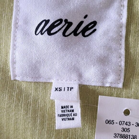 NEW Aerie X-Small Cropped Lime Green Ribbed Jacket Cotton Corduroy Zip Close - Picture 2 of 15